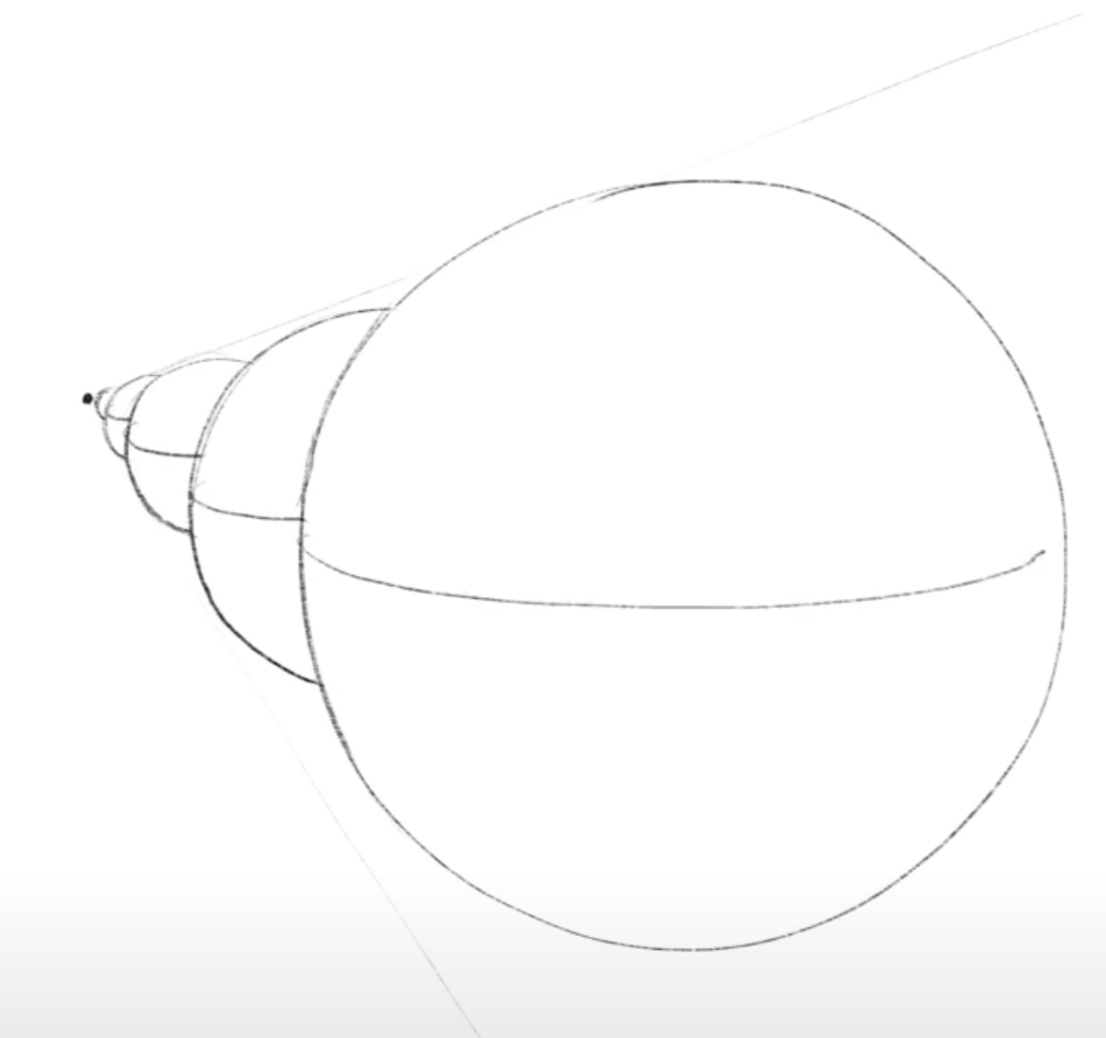Lesson 3 (warm up): Draw a row of overlapping circles converging towards a point