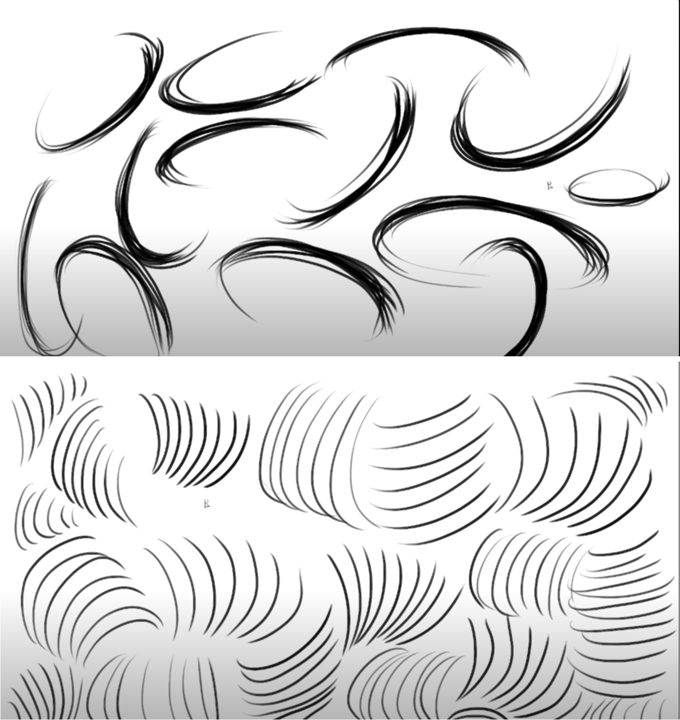 half-ellipses and curved hatching